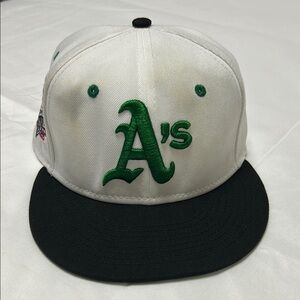 White and Green A's Baseball Cap